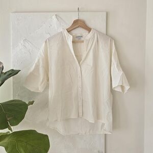 James Perse Cream Boxy Button Down Shirt